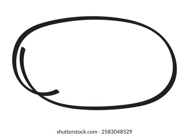 Black circle highlight, pen ovals doodle. Marker ellipses frames in sketch style. Hand drawn vector illustration isolated on white background