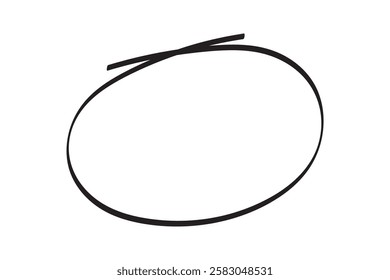 Black circle highlight, pen ovals doodle. Marker ellipses frames in sketch style. Hand drawn vector illustration isolated on white background