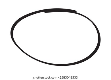 Black circle highlight, pen ovals doodle. Marker ellipses frames in sketch style. Hand drawn vector illustration isolated on white background