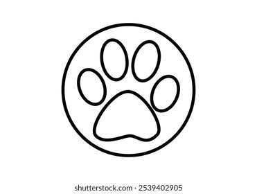Black circle icon with dog paw print