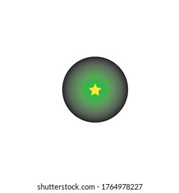 icono de círculo negro, estrella de luz verde, símbolo activo. diseño vectorial