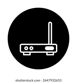 Black circle icon illustration showcases wireless router connectivity technology internet connection security network