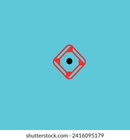 black circle inside red wheel