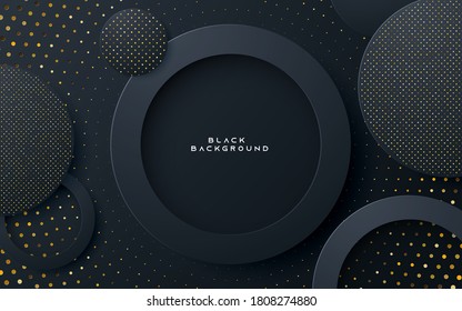 Black circle layer background with gold  glitters