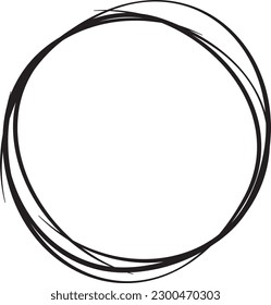 Black circle line hand drawn. Highlight hand drawing circle isolated on white background. Round handwritten circle. For marking text, note, mark icon, number, marker pen, pencil and text check, vector