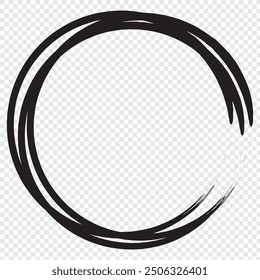 Black circle line hand drawn set. Highlight hand drawing circle isolated on background.  For marking text, note, mark icon, number, marker pen, pencil and text check, vector. Round handwritten circle.