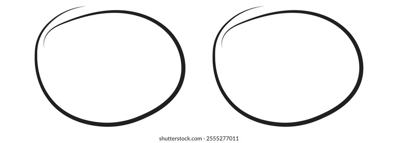 Black circle line hand drawn set. Highlight hand drawing circle isolated on background. Round handwritten circle. design eps 10 