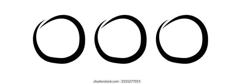 Black circle line hand drawn set. Highlight hand drawing circle isolated on background. Round handwritten circle. design eps 10 