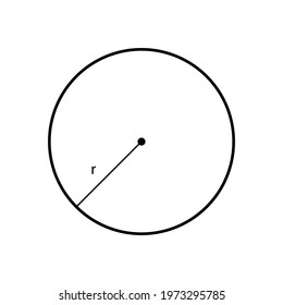 Black circle line with radius line on a white background.