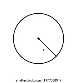 Black circle line with radius line on a white background.