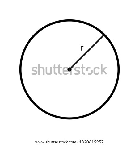 Black circle line with radius line on a white background.