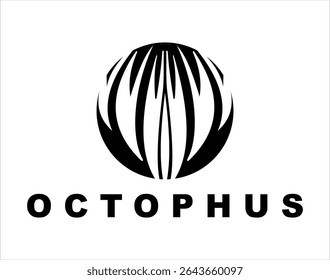 Black circle logo vector and OCTOPUS text, free product design.