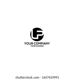 Vector de diseño de logotipo LP de círculo negro