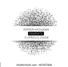 Black circle made of black dots. Vector illustration. Pepper, graphite, gunpowder on white