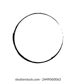 black circle marker isolated on white background. Marker circle hand drawn. Circle shape icon vector geometry symbol for creative graphic design element in a flat color pictogram. EPS file 347.