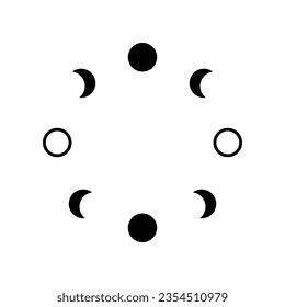 Black circle moon different phases or lunar phase waxing and waning flat vector icon design