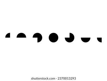 Black circle moon different phases or lunar phase waxing and waning abstract flat vector icon design
