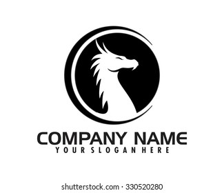 black circle myth legend beast dragon silhouette logo image icon