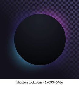 Black circle with neon blue and pink backlight, eclipse or black hole