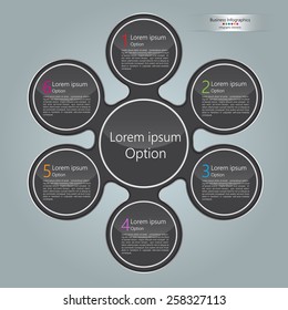 Black Circle With Number and Information Text, Modern Template Design, Financial and Business Infographic, Workflow/Element Layout Design. Vector Illustration