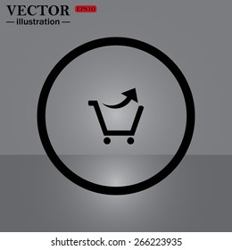 Black circle on a gray background.  remove from the shopping cart, vector illustration, EPS 10