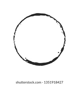 The black circle on a white background. Smear of texture brush.