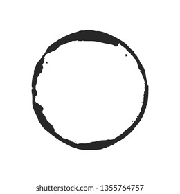 The black circle on a white background. Smear of texture brush.