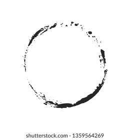 The black circle on a white background. Smear of texture brush.