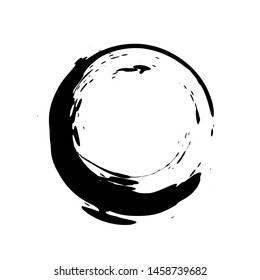 Black circle on white background.  Hand drawn round design element. Vector illustration.