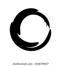 Black circle on white background.  Hand drawn round design element. Vector illustration.