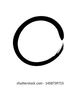 Black circle on white background.  Hand drawn round design element. Vector illustration.