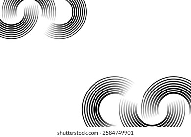 Black Circle On White Background. Abstract Business Banner. Technology Wallpaper. Illustration. Futuristic. Minimal