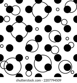 Black circle on white diagonal seamless pattern. Fashion graphic background design. Modern stylish abstract texture. Monochrome template for prints, textiles, wrapping, wallpaper. VECTOR illustration