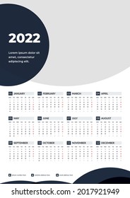 Círculo negro Calendario de una página 2022