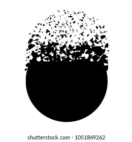 Black Circle with Particles Isolated on White Background