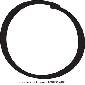 Black circle pen draw. Highlight hand drawn circle isolated on white background. Handwritten black circle. For marker pen, pencil, logo and text check. Vector illustration