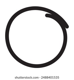 Black circle pen draw. Highlight hand drawing black circle isolated on white background. Handwritten circle, for marking text, numbers, marker pen, pencil, logo and text check, vector illustration.