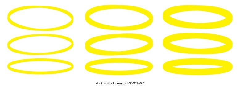 Black circle pen draw. Highlight hand drawn black circle isolated on white background. Handwritten black circle. For marker pen, pencil. Vector