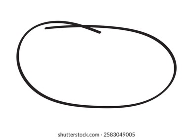 Black circle pen draw. Highlight hand drawn black circle isolated on white background. Handwritten black circle. For marker pen, pencil. Vector eps 10