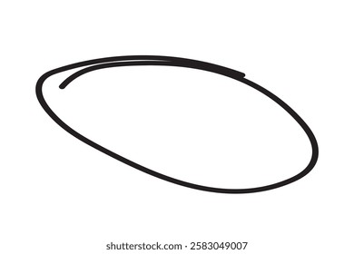 Black circle pen draw. Highlight hand drawn black circle isolated on white background. Handwritten black circle. For marker pen, pencil. Vector eps 10