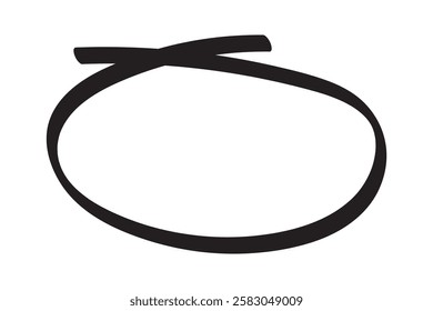 Black circle pen draw. Highlight hand drawn black circle isolated on white background. Handwritten black circle. For marker pen, pencil. Vector eps 10