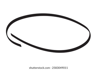 Black circle pen draw. Highlight hand drawn black circle isolated on white background. Handwritten black circle. For marker pen, pencil. Vector eps 10