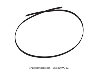 Black circle pen draw. Highlight hand drawn black circle isolated on white background. Handwritten black circle. For marker pen, pencil. Vector eps 10