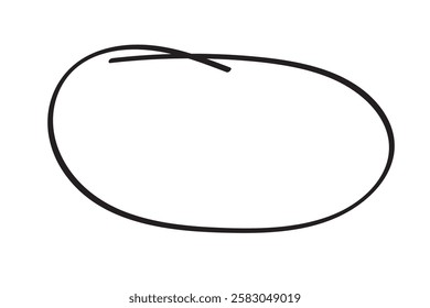 Black circle pen draw. Highlight hand drawn black circle isolated on white background. Handwritten black circle. For marker pen, pencil. Vector eps 10