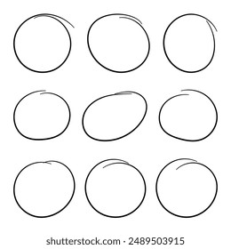 Black circle pen draw. vector doodle frame.