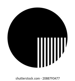 Black Circle With A Quarter, Separated By Small Strokes. Black And White Modern Poster. Abstract Wall Art. Digital Art Of Interior Decoration For Print