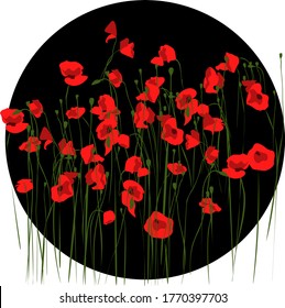 círculo negro con adornos rojos