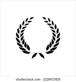 a black circle of rice leaves and wheat flowers on a white background, depicts or symbolizes an achievement award