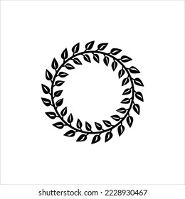 a black circle of rice leaves and wheat flowers on a white background, depicts or symbolizes an achievement award