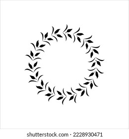 a black circle of rice leaves and wheat flowers on a white background, depicts or symbolizes an achievement award